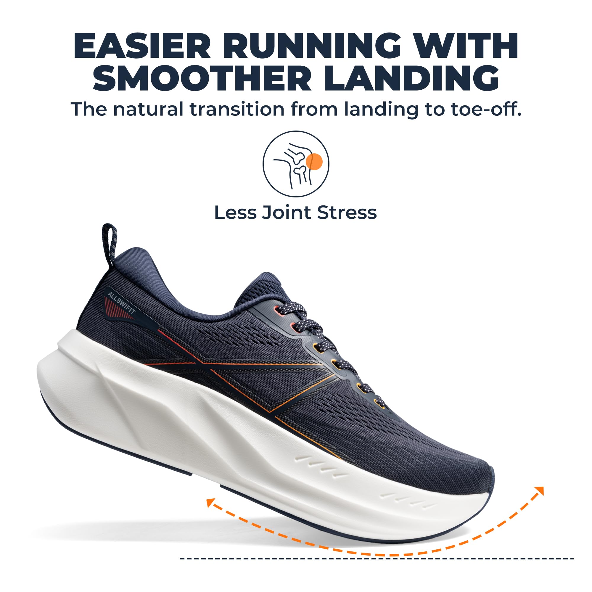 ALLSWIFIT Męskie buty do biegania szosowego poduszka buty tenisowe antypoślizgowe wygodne lekkie siłownia trening atletyczny wsparcie łuku trampki do chodzenia, NIEBIESKI, 40 EU