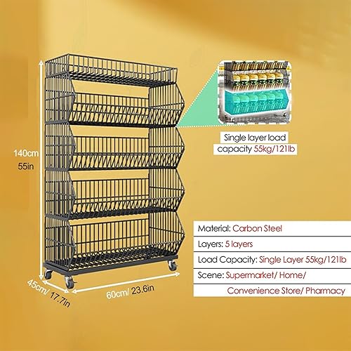 Miniatura 8 de Soporte grande de 5 capas de papas fritas de supermercados, farmacias de supermercados, estante organizador de tiendas de conveniencia, estante