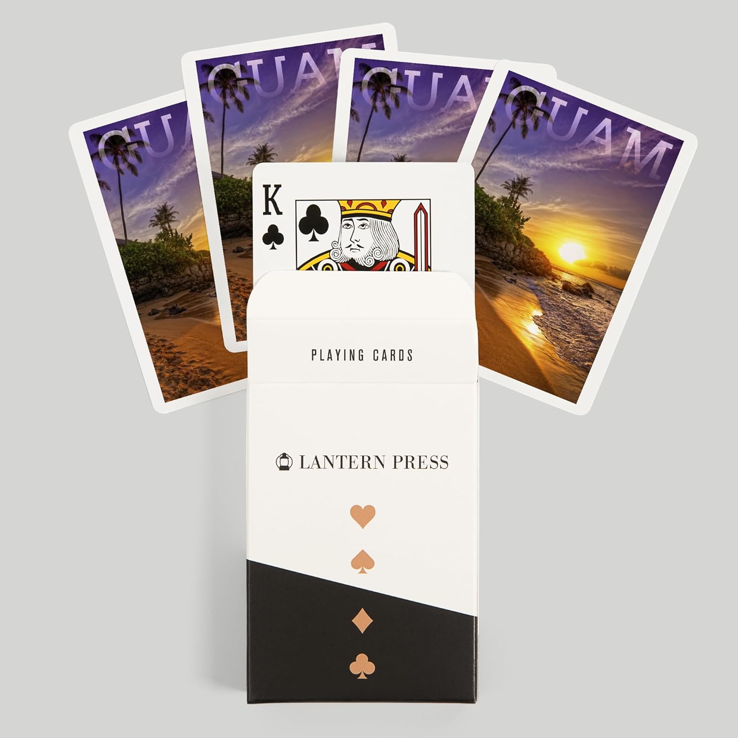 Lantern Press Guam, Sunset and Palm, 52 Playing Cards for Adults, Poker Size Card Deck