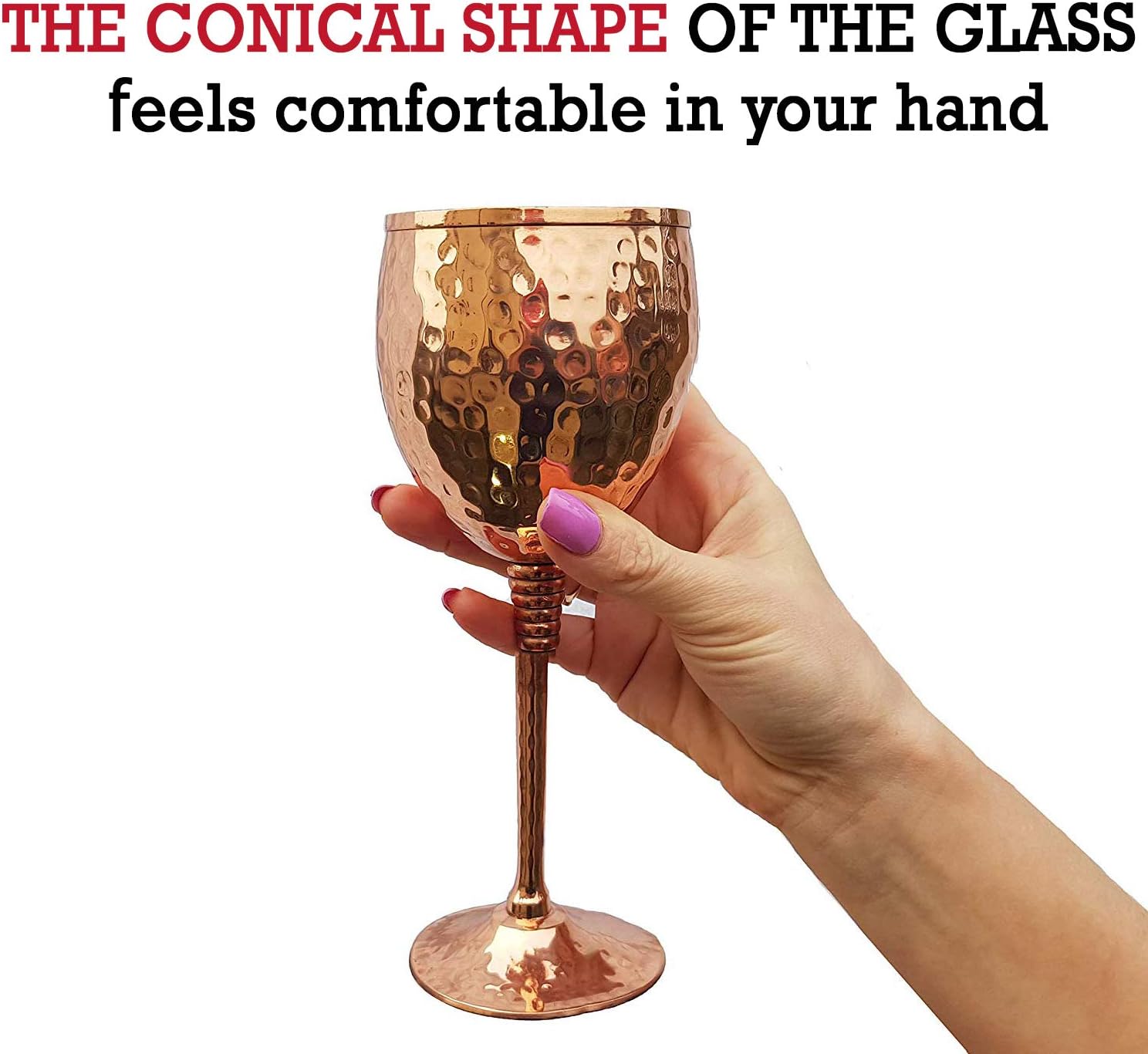 Exclusive Discount 50% Price Copper wine glasses set of 2 – 11oz gleaming 100% solid hammered copper wine cups on brass copper plated stems – a gift for men and women – great glasses for red or white wine and Moscow mules