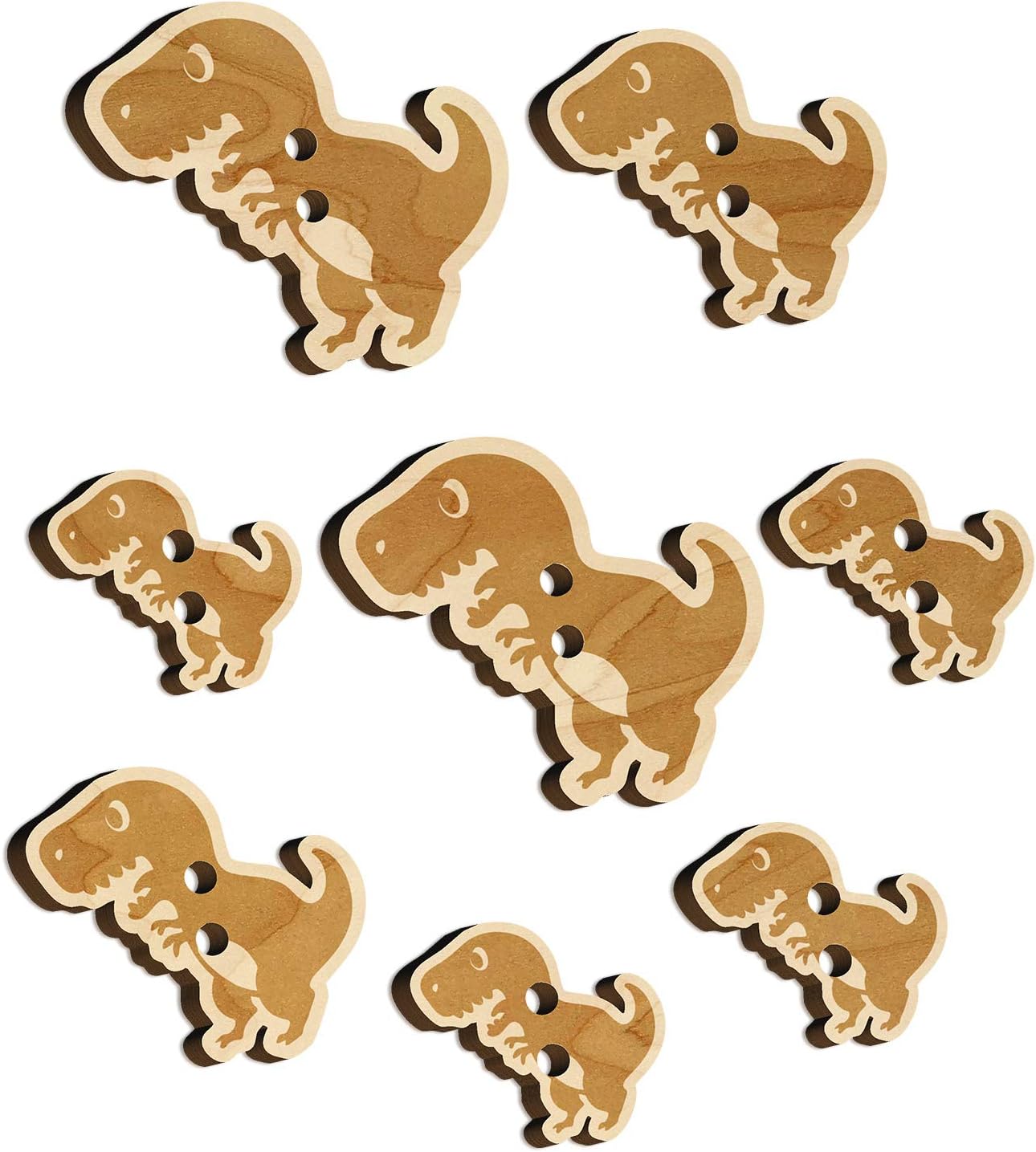 Cute Tyrannosaurus Rex Dinosaur Wood Buttons for Sewing Knitting Crochet DIY Craft - Small 0.75 Inch (12pcs)