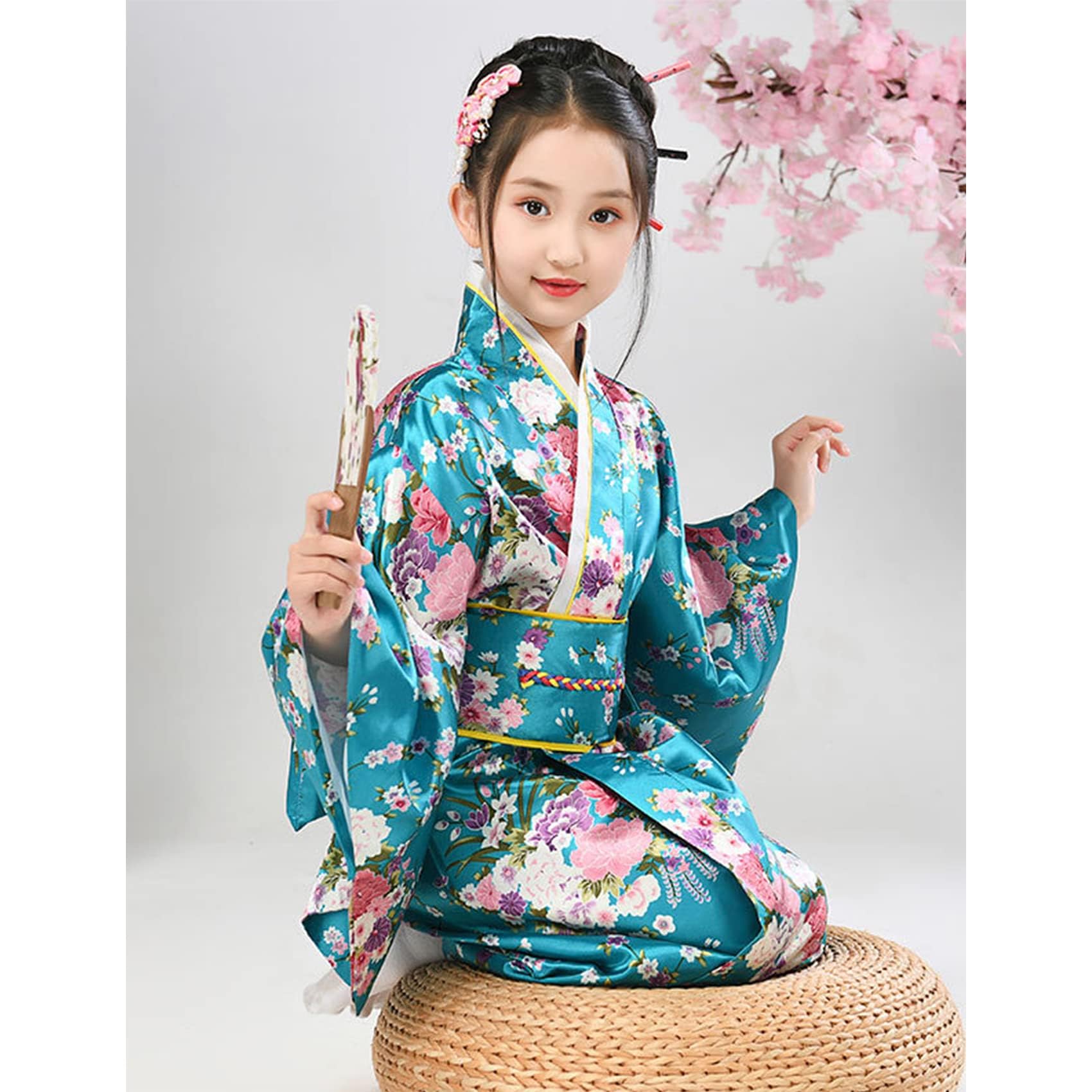 Kimono Japoński Szata Yukata Tradycyjny, Styl Japoński, Satynowa Sukienka, Koszule Cosplay, Sukienka Studniówkowa, Spa Szata Dziewczyna, Wentylator Skłaniany, Skarpety Tabi