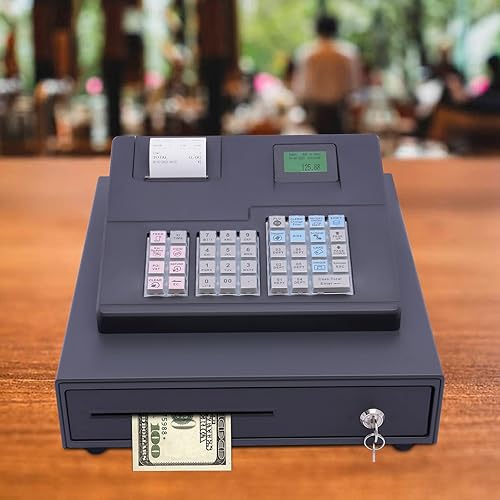 Miniatura 2 de DNYSYSJ Caja registradora, sistema POS con impresora térmica, caja registradora multifuncional, 39 teclas, 8 pantallas LED digitales, caja