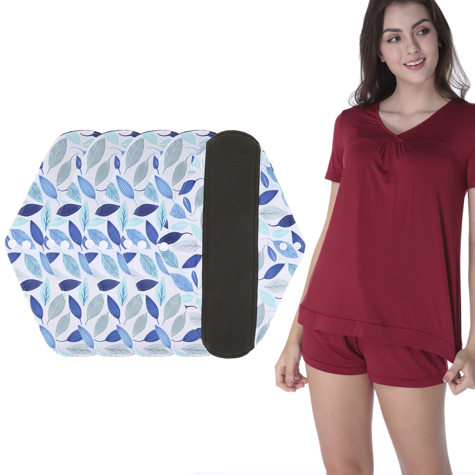 Waschbare Damenbinden-Set, 5 Stück, Wiederverwendbare Damenbinden, Gute Wasseraufnahme, Waschbar, Recycelbar, für den Täglichen Bedarf von Frauen, Waschbare (G57)