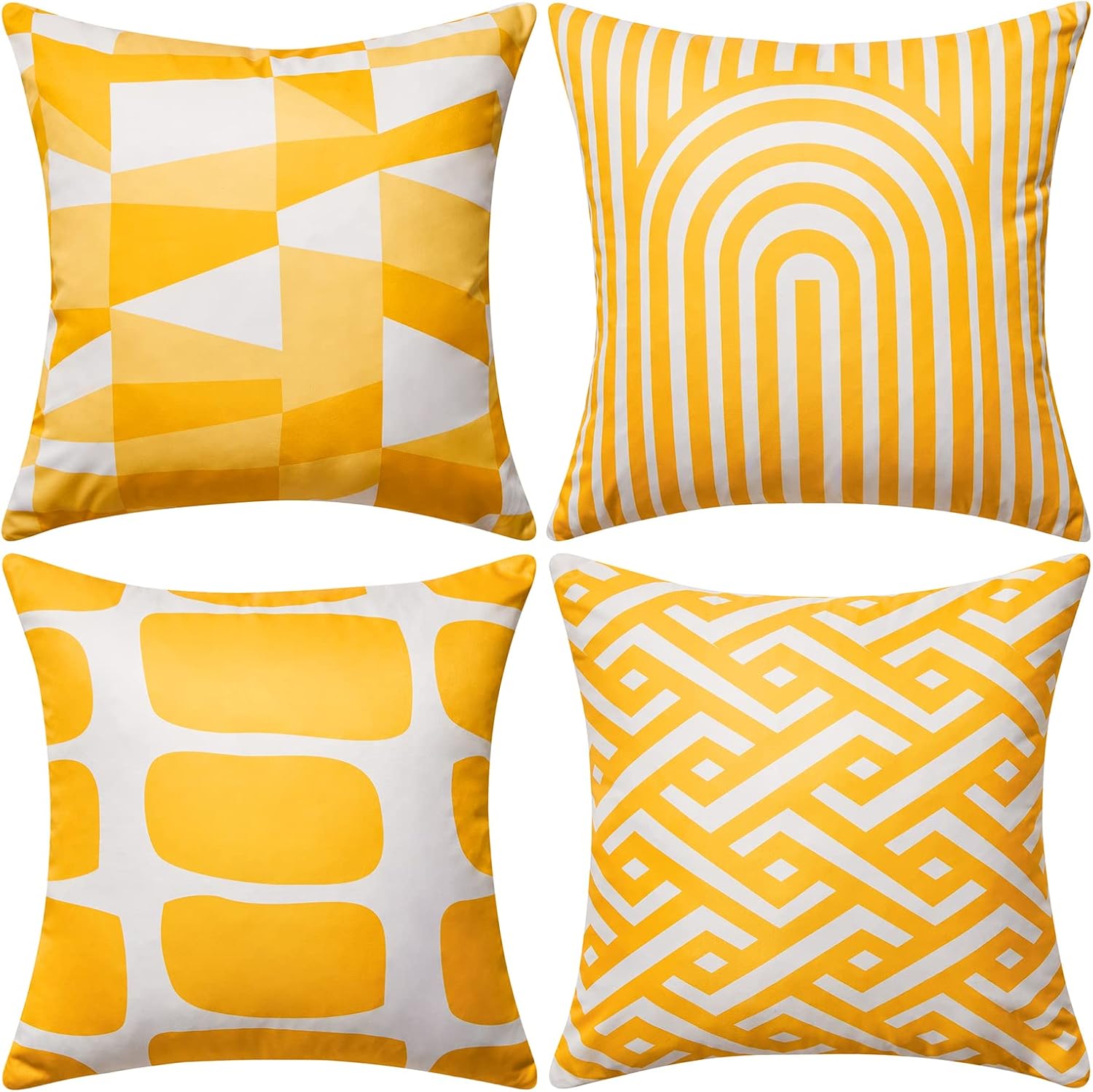 Topfinel Outdoor 18 x 18 Throw Pillows Waterproof Pillow Cover Set of 4, Summer