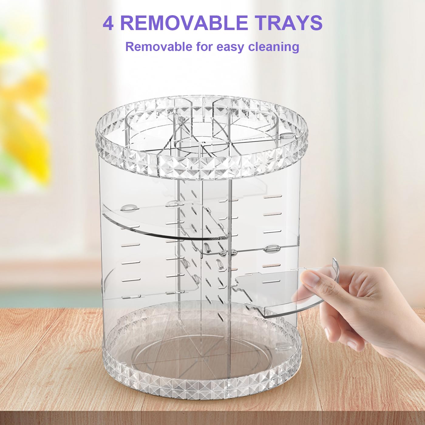 DenCert Drehbarer Make-up-Organizer Aus Acryl – 360° Drehbar, Große Kapazität, Transparent