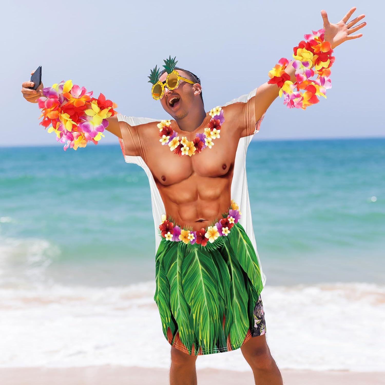 Jeyiour Women Bikini Shirt Cover up Funny Bandana Headband Retro Sunglasses Summer Halloween Party Outfit - Image 4