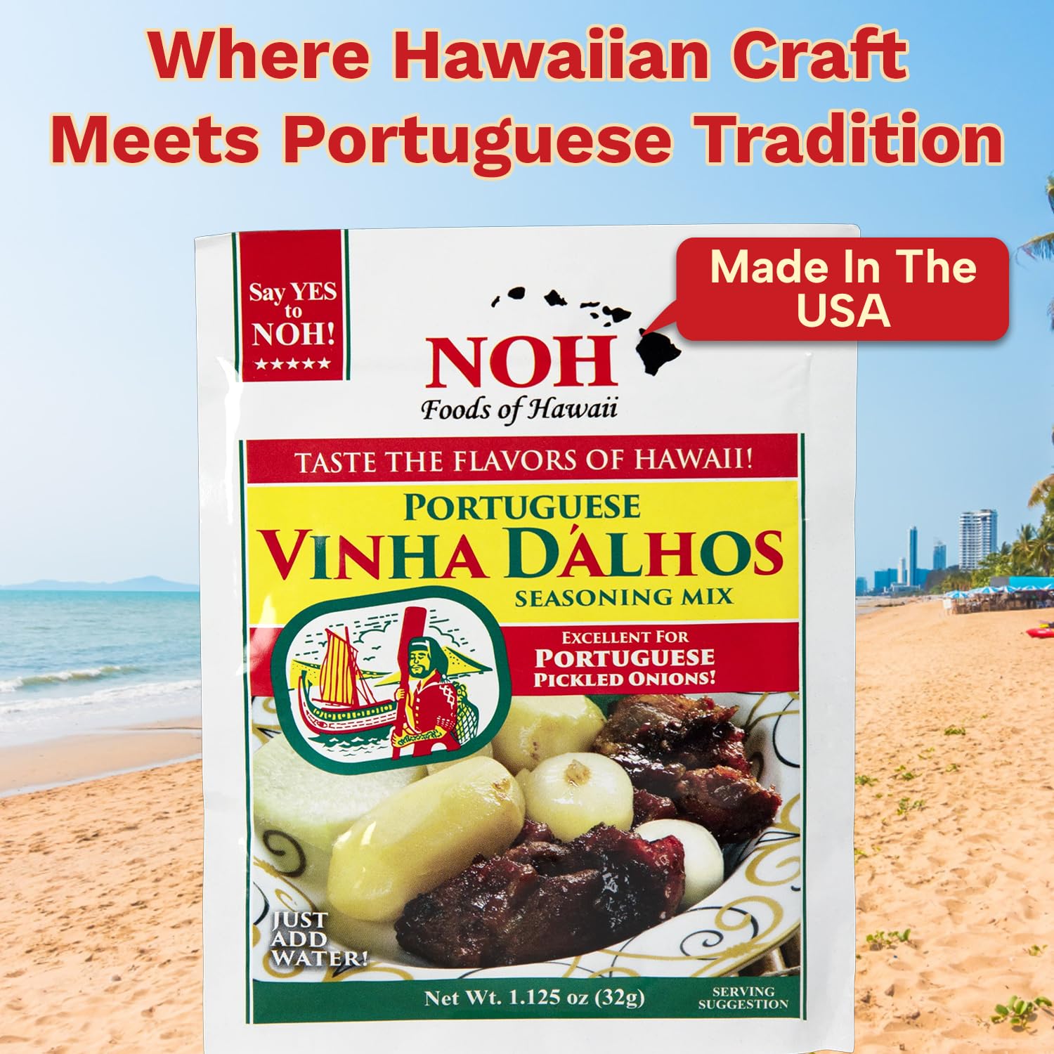 NOH Portuguese Vinha D'alhos Seasoning Mix, 1.125 oz Packet (Pack of 12) - Authentic Portuguese Meat & Fish Seasoning Mix, Ideal for Pork, Chicken, Shrimp Scampi, Pickled Onions, & More - No Added MSG