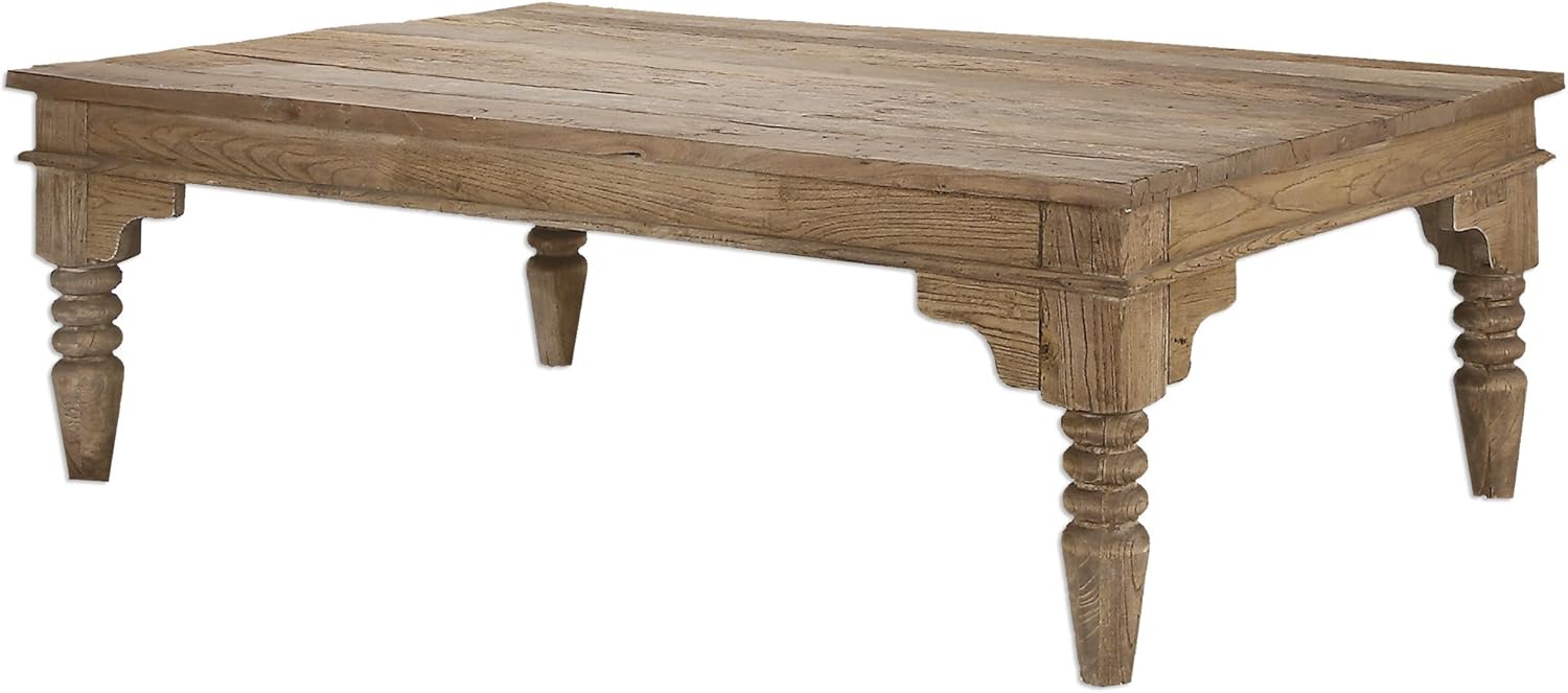 Rustic Reclaimed Wood Spindle Leg Coffee Table Solid