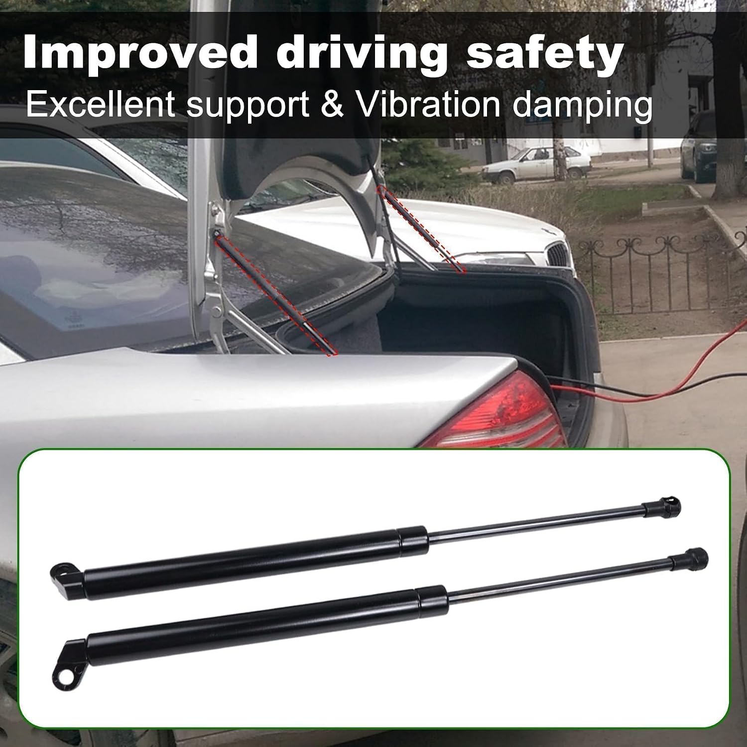 2Pcs 2157500336 Trunk Support Strut Shocks Gas Springs Arms Fit for 2004-2006 Mercedes-Benz CLK550 CLK55 CLK63 AMG Replace 2157500436
