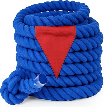 Tug of War Rope for Kids and Adults, Field Day Outdoor Family Reunion Birthday Party Games, Outside Camping Picnic Games, Backyard Carnival Games for Team Building Activities, Blue 100FT