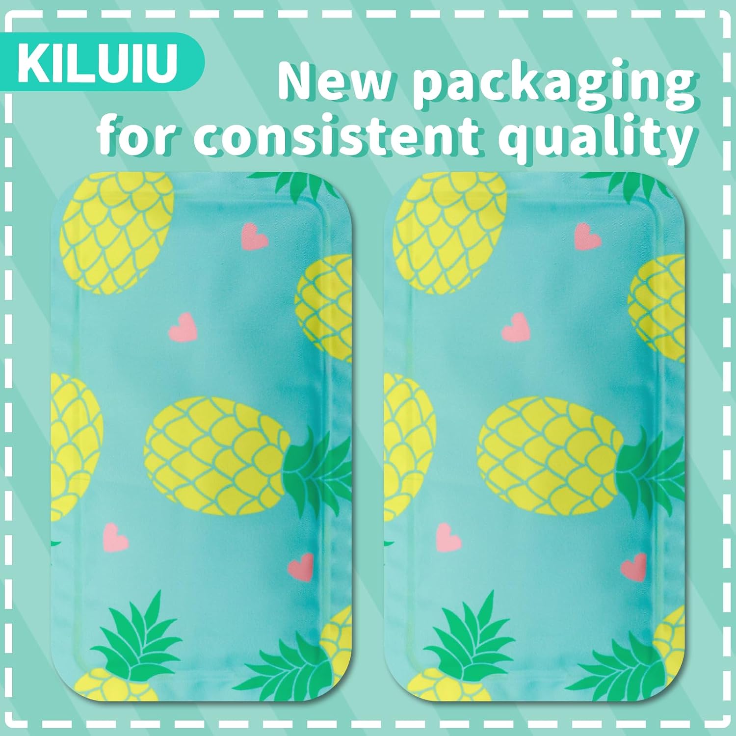 Mini Gel Lunch Ice Packs, 2 Pack‑Reusable Nylon Flexible Freezer Packs, Long‑Lasting Cooling Ice Packs for Kids Lunch Bags, Coolers and Picnics (Kiwi Green)