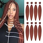 Ginger Braiding Hair Pre Stretched 20 Inch 8 Packs Braiding Hair Extensions for Crochet Box Braids Twists Locs Hair Itch Free Soft Yaki Texture Hot Water Setting (20inch,350)