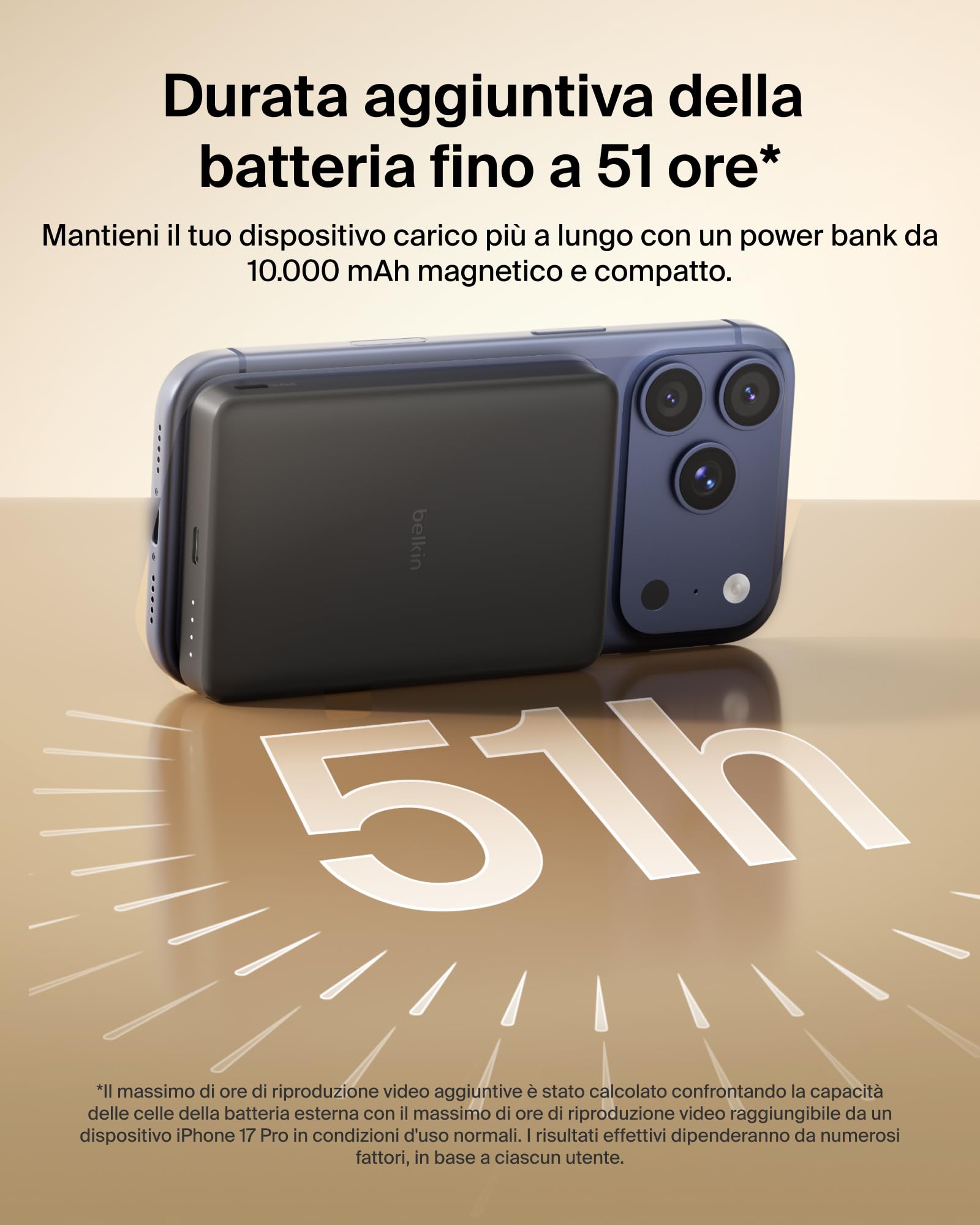 Belkin BoostCharge Power Bank Magnetico 10000mAh, Porte USB-C - Nero | Caricatore Portatile 10000mAh Wireless, Anello Magnetico, 2 USB-C, Pre-Caricato, Leggero, Cavo Incluso, Sicuro per l'Aereo
