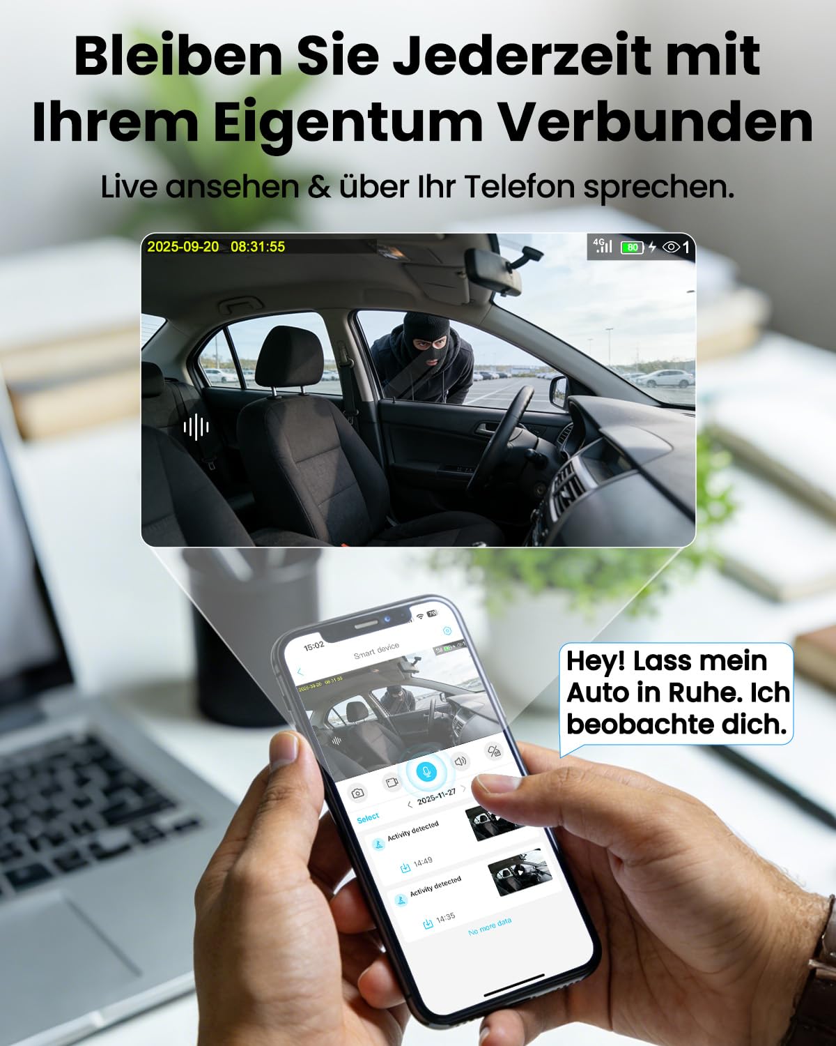 Bextgoo 4G LTE Überwachungskamera mit SIM Karte, 4K Mini Kamera ohne WLAN