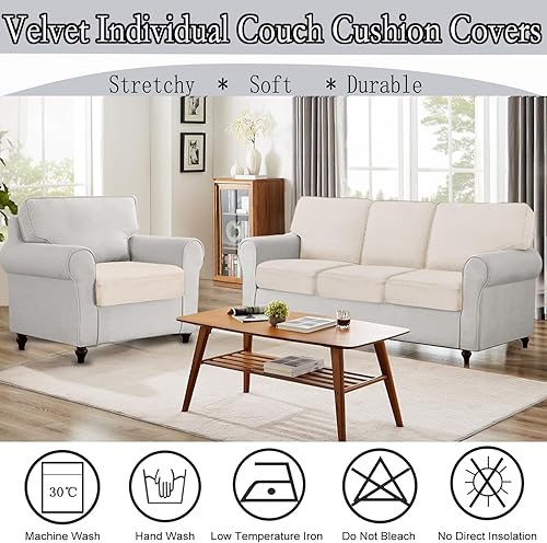 Miniatura 5 de Fundas de cojín para sofá, 1 pieza, de terciopelo, elásticas, para asiento o respaldo, fundas individuales suaves para sofá seccional (1 pieza para