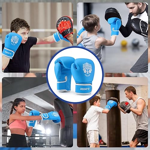 Miniatura 7 de Guantes de boxeo Redipo para niños, niñas y adolescentes de 3 a 12 años, guantes de entrenamiento para Thai y Kickboxing
