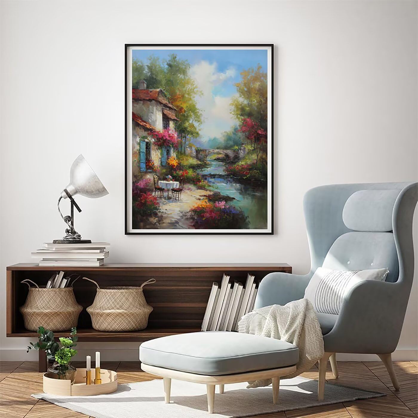 Landschaft Abstrakt Malen Nach Zahlen Erwachsene, Paint by Numbers Adult Set, Heimwerk Malen Nach Zahlen Kinder Mit Rahmen, Pinsel und 36 Acrylfarbe für Deko Wohnzimmer Geschenke 60 x 80 cm BJHDK609