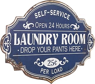 Creative Co-Op Vintage Metal Laundry Room Decorative Wall Sign, Distressed Blue