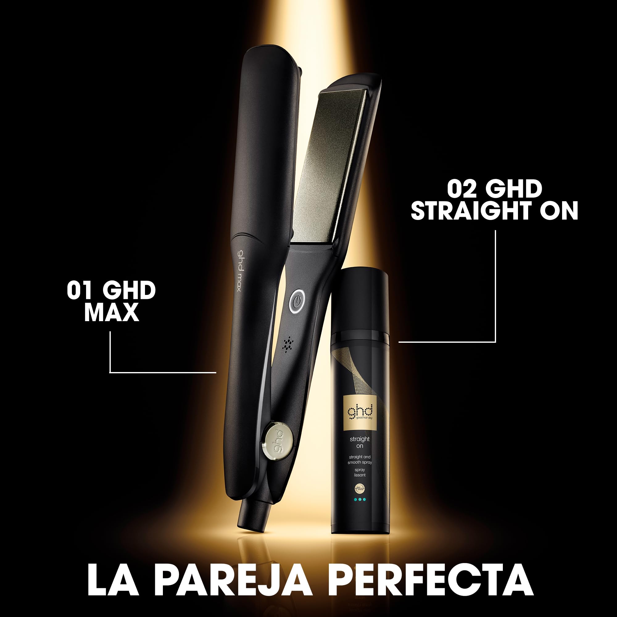 ghd Max Plancha de Pelo Profesional Placas Anchas para Cabello Largo Grueso Rizado Enchufe Europeo