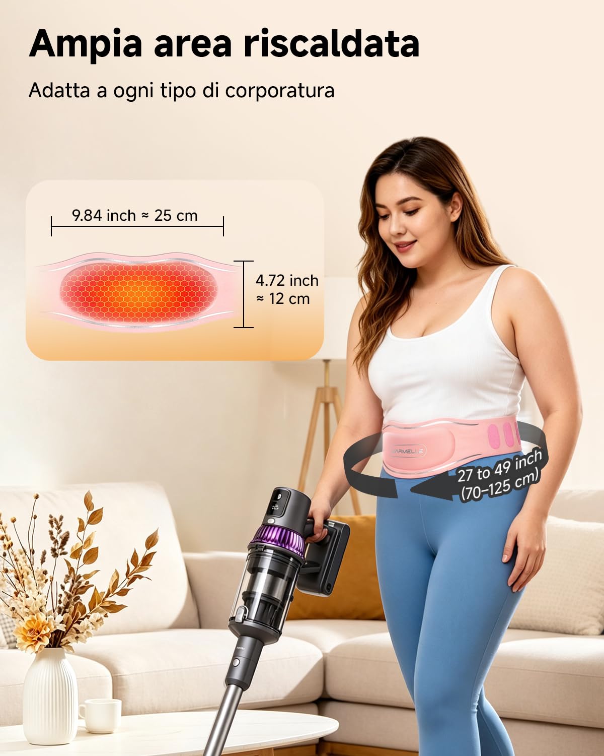 Cintura termica portatile, senza fili, con 6 livelli di temperatura, regolabile, per donne e ragazze