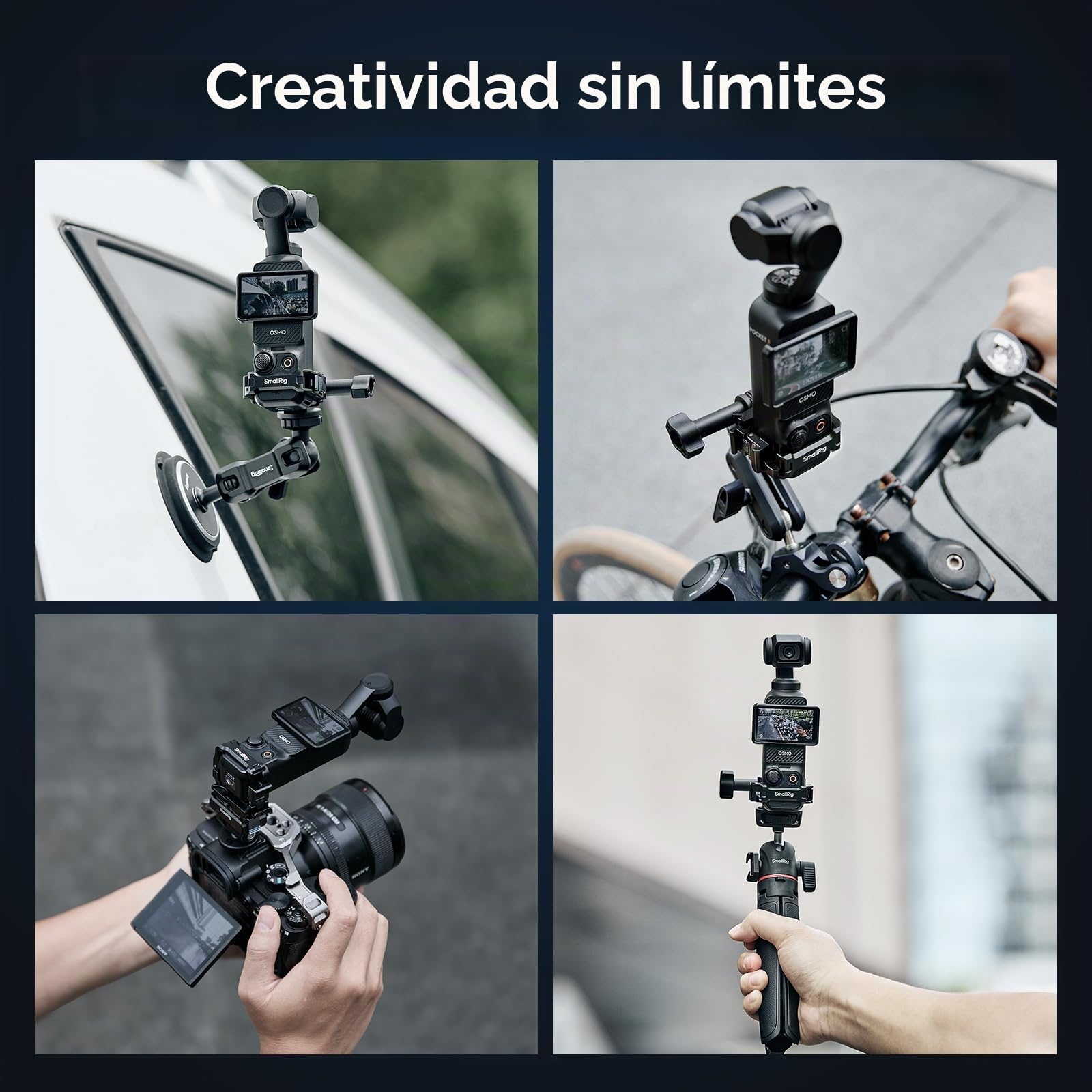 SMALLRIG Jaula de expansión para DJI Osmo Pocket 3, adaptador de montaje reversible con rosca de 1/4"-20, zapata fría y soporte de 2 polos, diseño de acceso completo, compatible con estuche