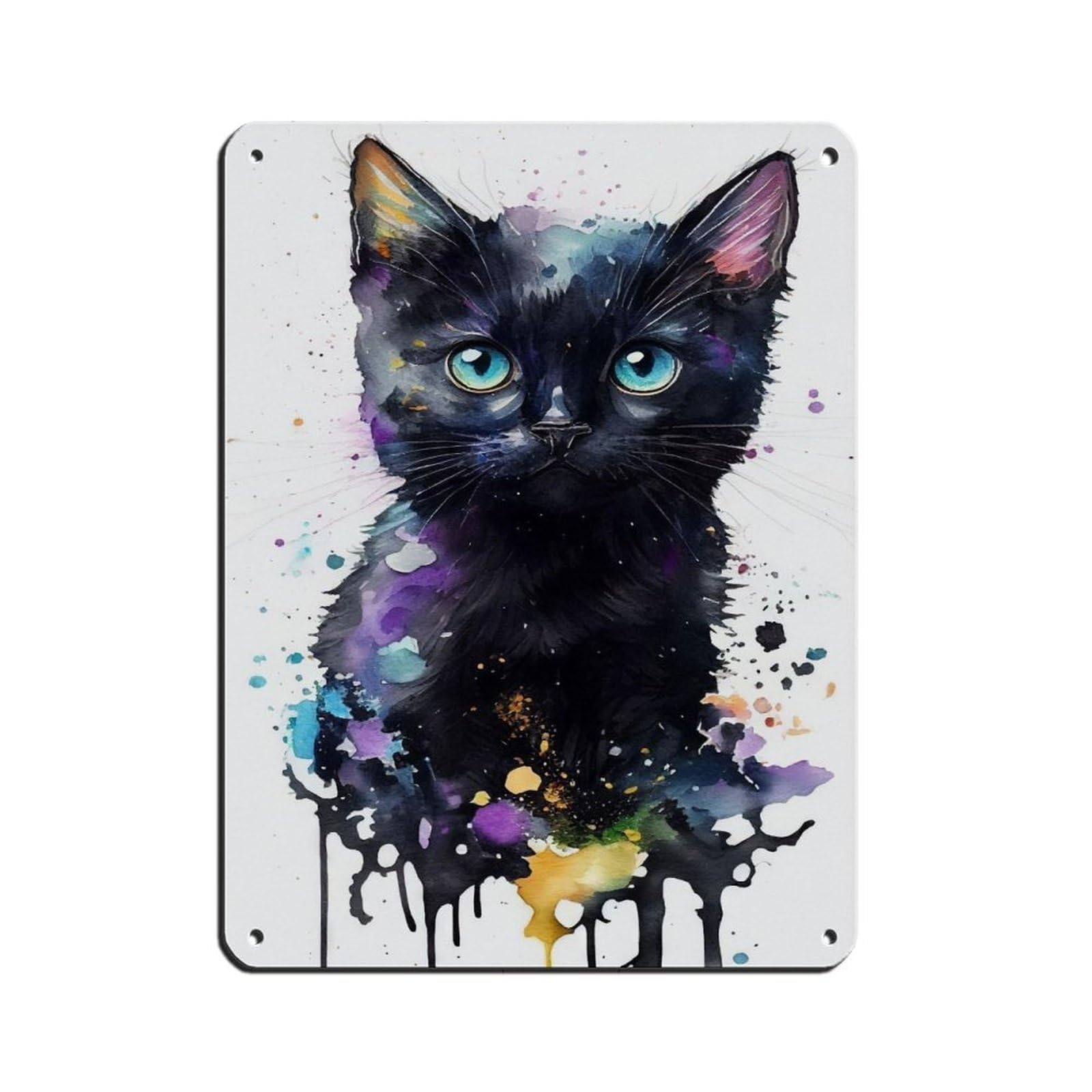 Watercolour Kitten Portrait Poster（1） Tin Sign Vintage Metal Pub Club Cafe Bar Home Wall Art Decoration Poster Retro 12x16inch(30x40cm)