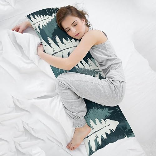 Miniatura 5 de Funda de almohada corporal con diseño de bosque nevado de invierno, pinos, escena, respaldo largo, funda protectora de almohada para feliz año