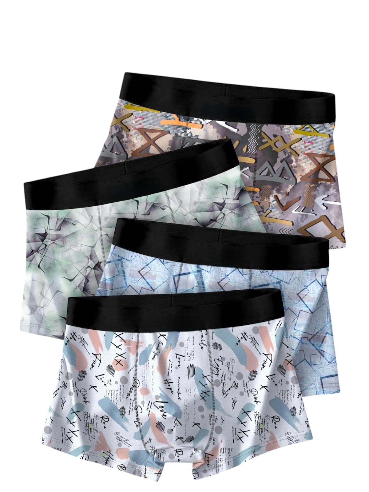 Men's Cotton Blend Printed Stretch Trunks Pack of 4 Soft Breathable Regular Fit Elastic Waist Comfortable Multipack Lightweight Flexible Fabric-picture-28