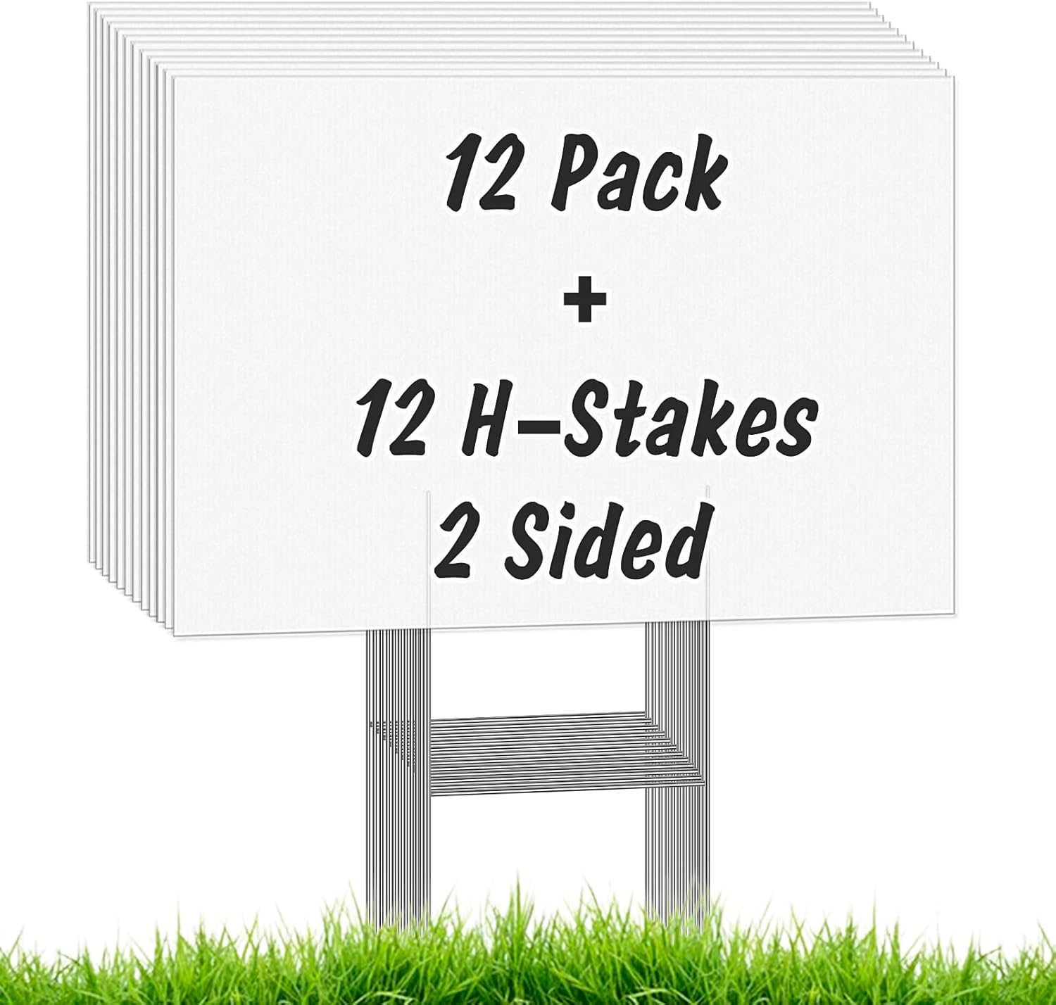 22Pcs Blank Yard Signs with Stakes, IKAYAS 17X12inch White Garden Yard Signs Yard Sale Signs Corrugated Plastic Signs for Party Decorations,Garage Sale, Guidepost, Open House
