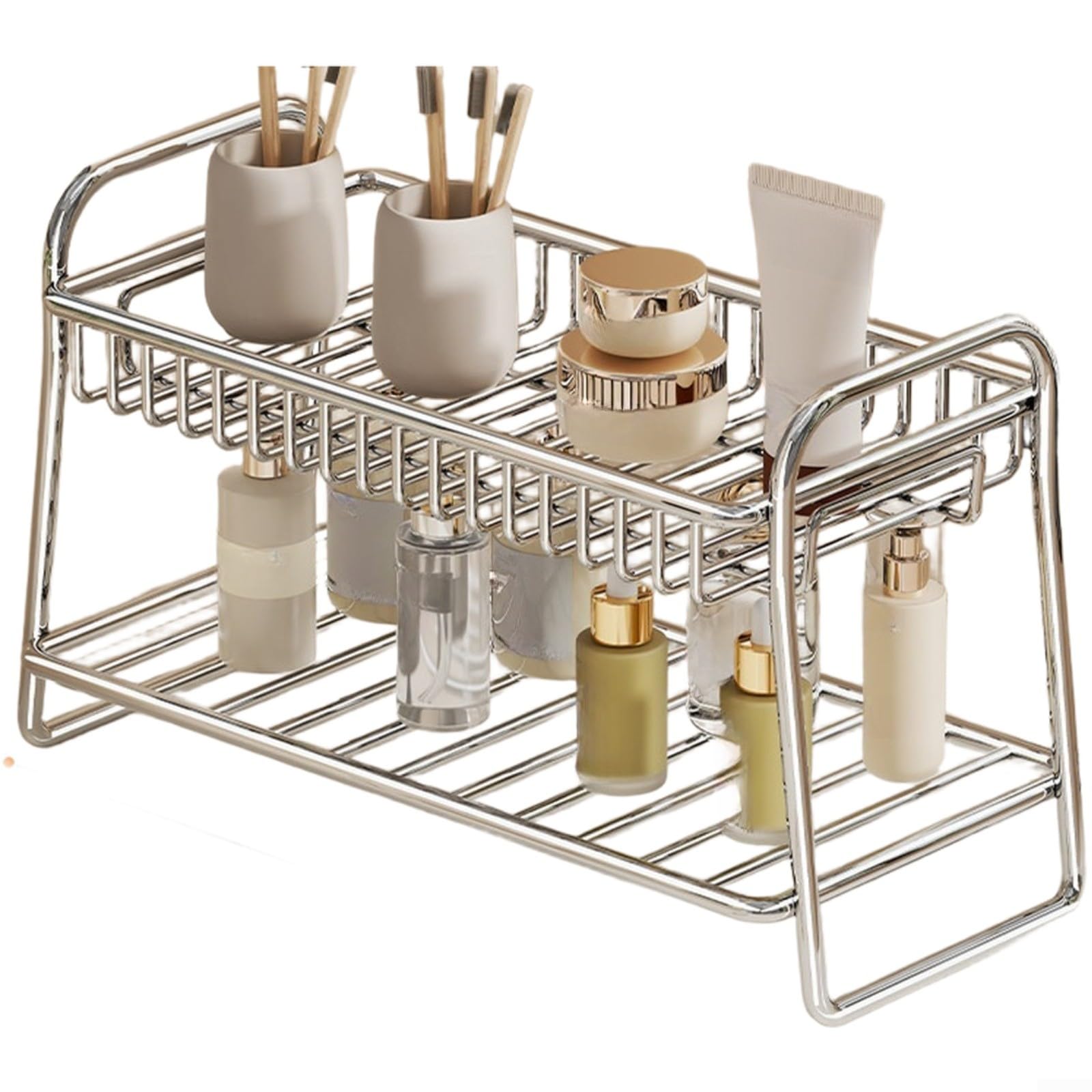 Étagère murale de salle de bain avec support adhésif haute résistance gris