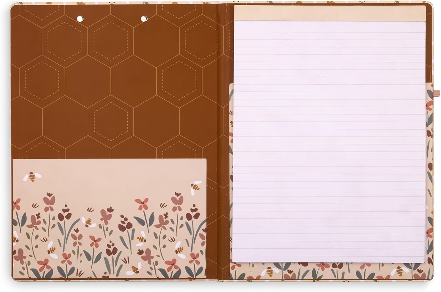 Steel Mill & Co Cute Clipboard Folio with Refillable Lined Notepad and Interior Storage Pocket, Padfolio for Work/Nursing/Teachers, Bees - Image 3