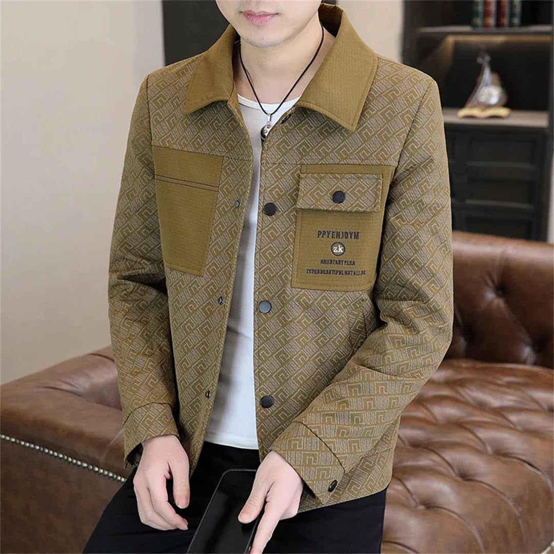 Męska kurtka z długim rękawem klapa biznesowa odzież wierzchnia slim fit towarzyska streetwear wiatrówka kurtka