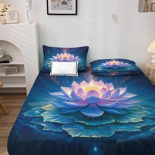 Miniatura 10 de California King - Juego de sábanas de loto, sábanas y fundas de almohada, microfibra suave, bolsillo profundo y sin arrugas, 1 sábana bajera, 1