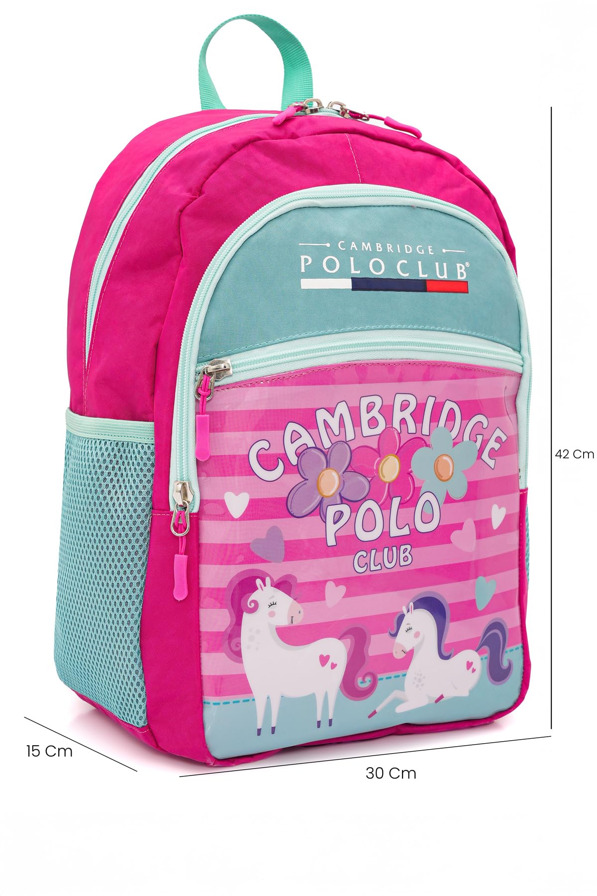 Cambridge Polo Club Minimal Unicorn Temalı 3'lü Kız Çocuk İlkokul Çanta Seti Pembe