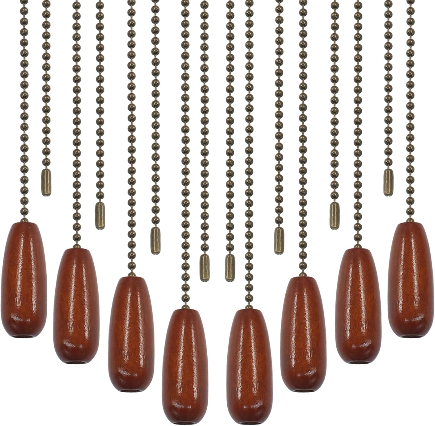 8Pcs Ceiling Fan Pull Chain Extender 12Inch Fan Pull Chain Decorative, Wooden Beaded Ball Chains for Ceiling Fan Light Lamp Decoration(White)
