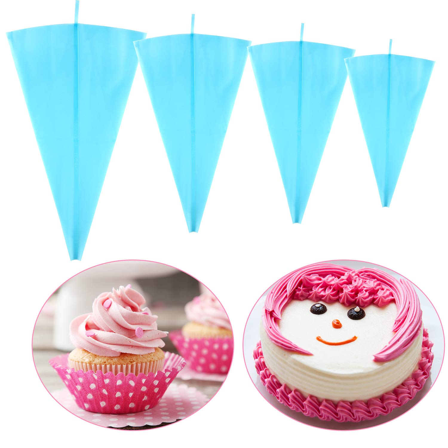 Set 6 Sac à Poche Riutilizzabili In Silicone Per Pasticceria - 4 Misure Con Anello Appendino