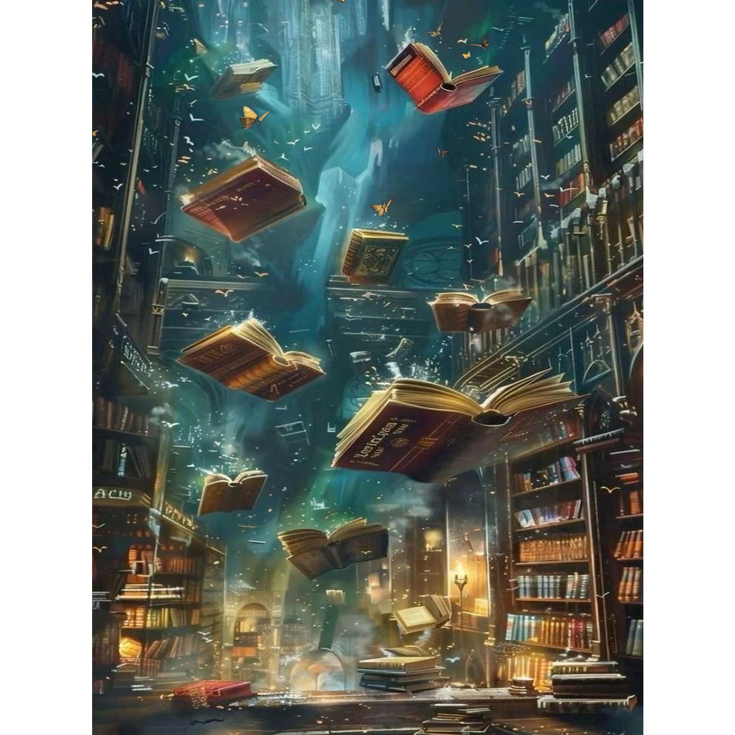 PHANTASYART Magic Books Diamond Painting,Diamond Art Kits Adults,Books 5D Diamond Painting Kits for Adults,Library Gem Art Adults for Home Wall Decor 12x16in โ image 1