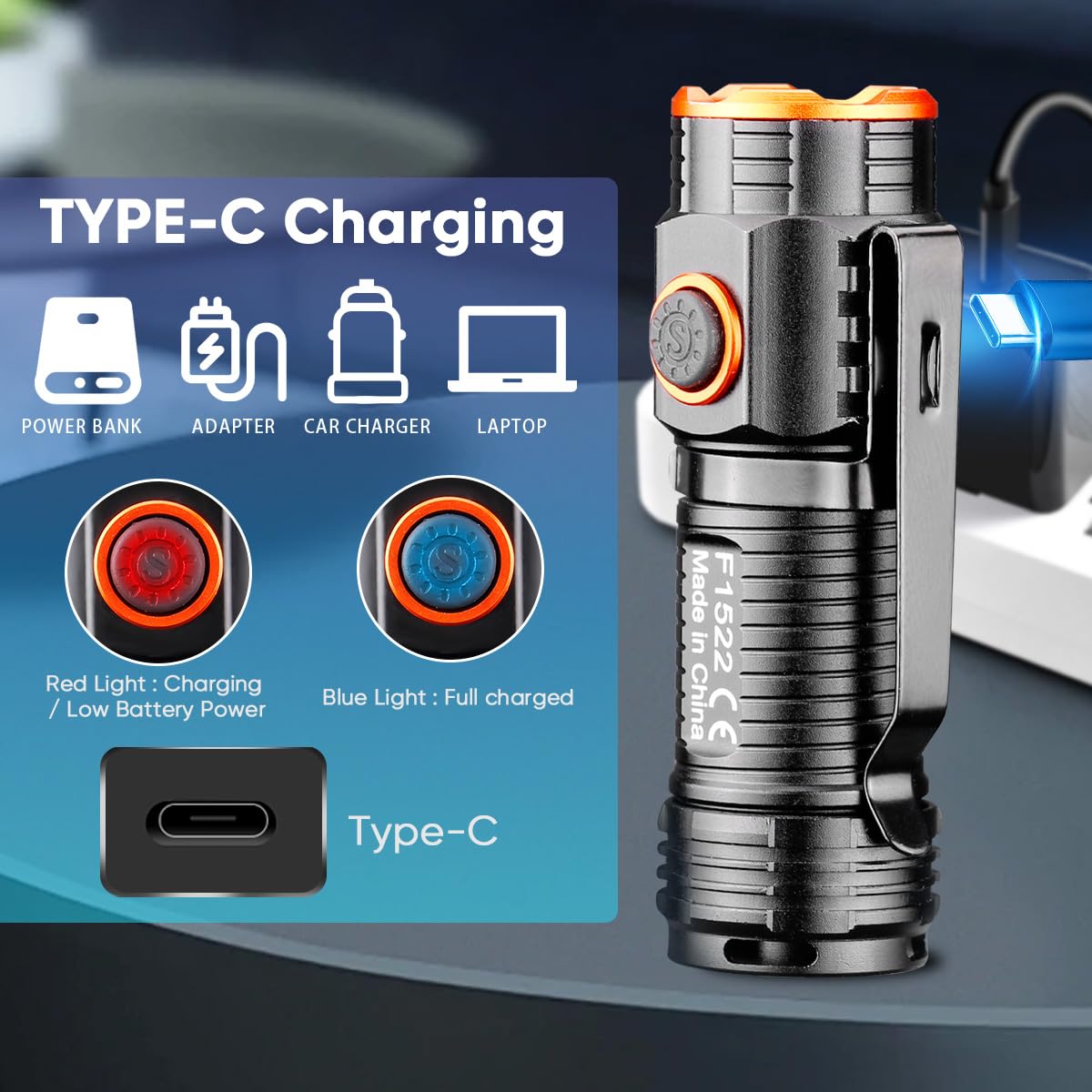 Lot de 2 lampes de poche rechargeables EDC 800 lumens, ultra lumineuses, compactes, étanches et magnétiques, idéales pour le camping, la randonnée, l'extérieur et l'utilisation d'urgence