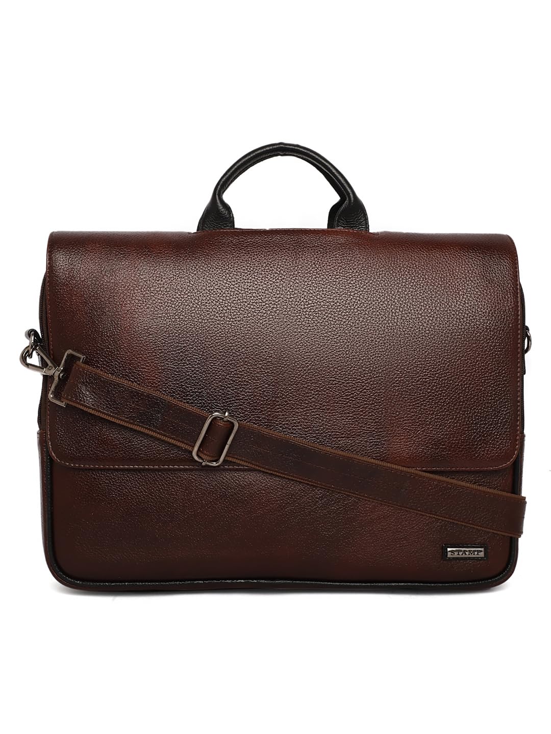Stamp Leather Brown Coloured Laptop Bag for Adults-Unisex | Messenger Bag | Office Bag (B0DFMLX9P9) Amazon Price History, Amazon Price Tracker