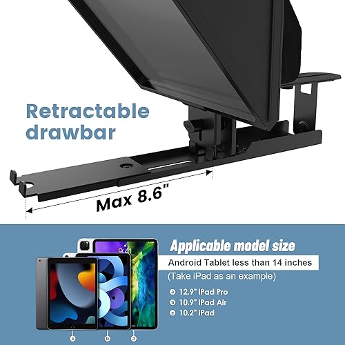 Miniatura 6 de ILOKNZI Teleprompter de 14 pulgadas para cámara, con aplicación de teleprompter remoto, indicando compatible con iPad de 14 pulgadas o más pequeño,