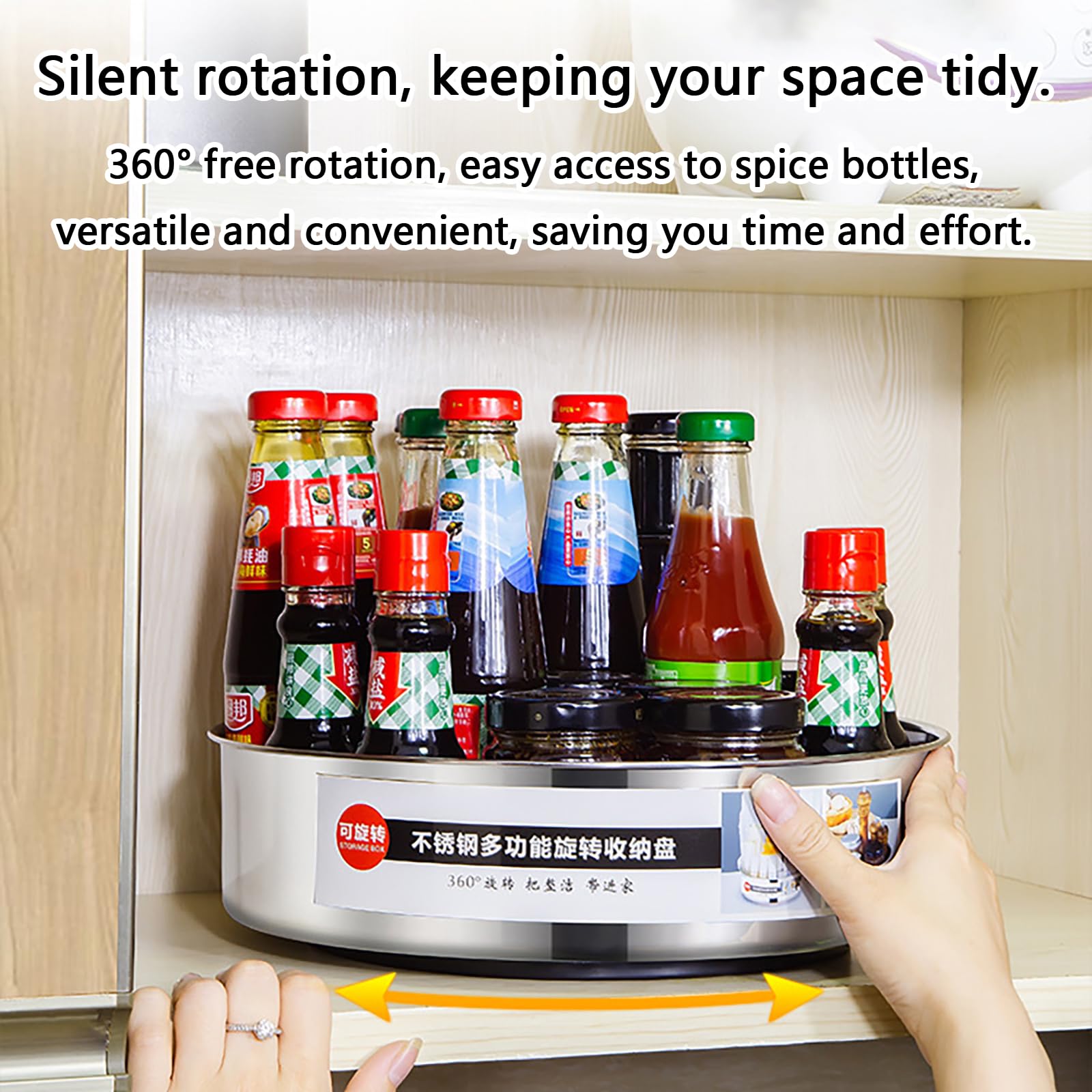 Organizzatore Girevole Lazy Susan, Porta Spezie Rotante A 360° Per Mobiletti Da Cucina, Frigorifero E Dispensa, Porta Condimenti Girevole In Acciaio Inossidabile,G