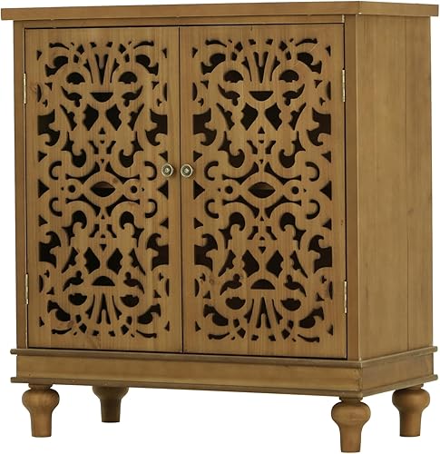 Miniatura 13 de MMAISON Arts - Armario decorativo con 2 puertas, armario de almacenamiento desgastado con patas de madera maciza para sala de estar, entrada,