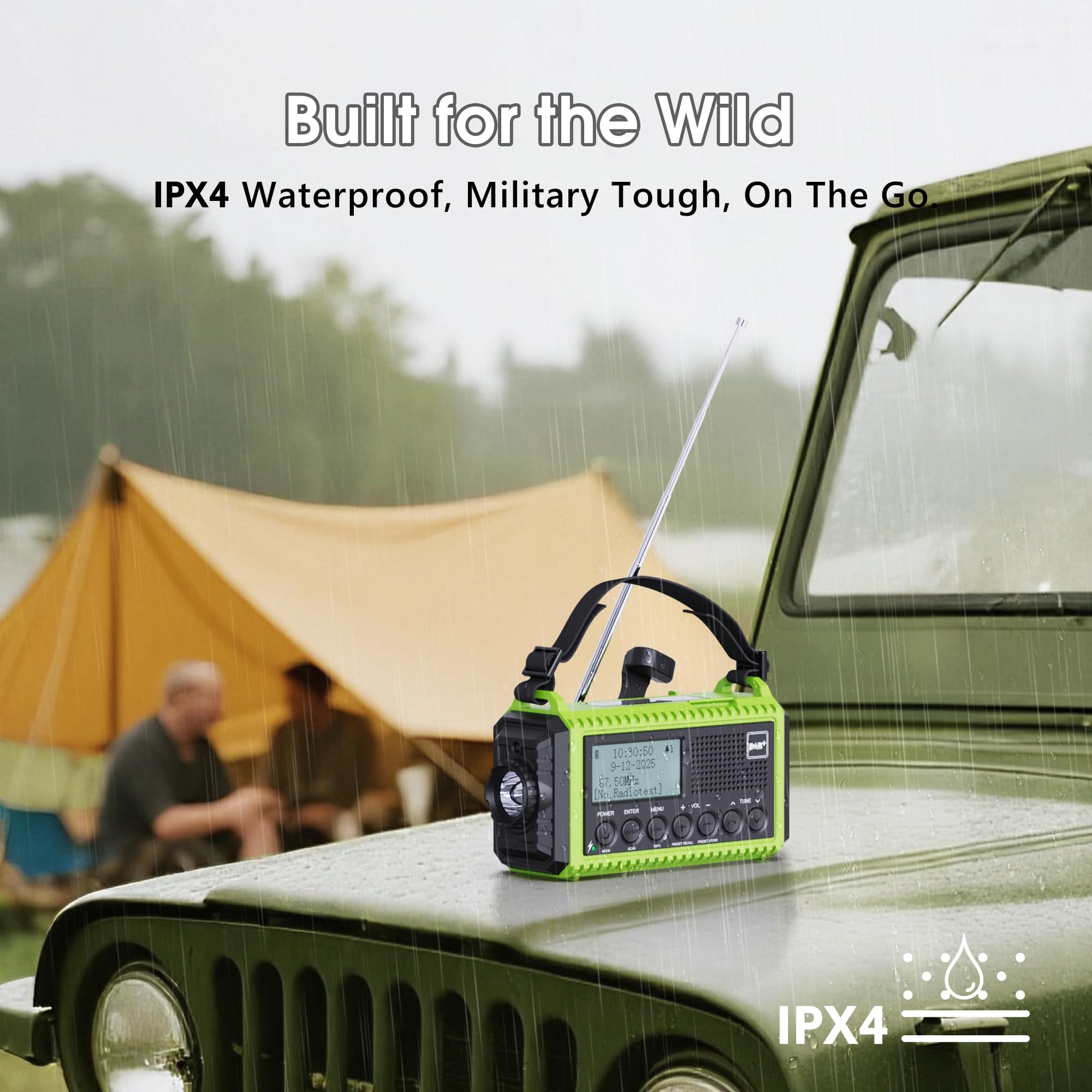 Radio korbowe DAB przenośne radio, radio korbowe z funkcją ładowania telefonu komórkowego, radio UKW/DAB Plus, akumulator 5000 mAh, do ponownego ładowania, awaryjna korbka radiowa, z latarką LED i lampką do czytania, alarm SOS na kemping