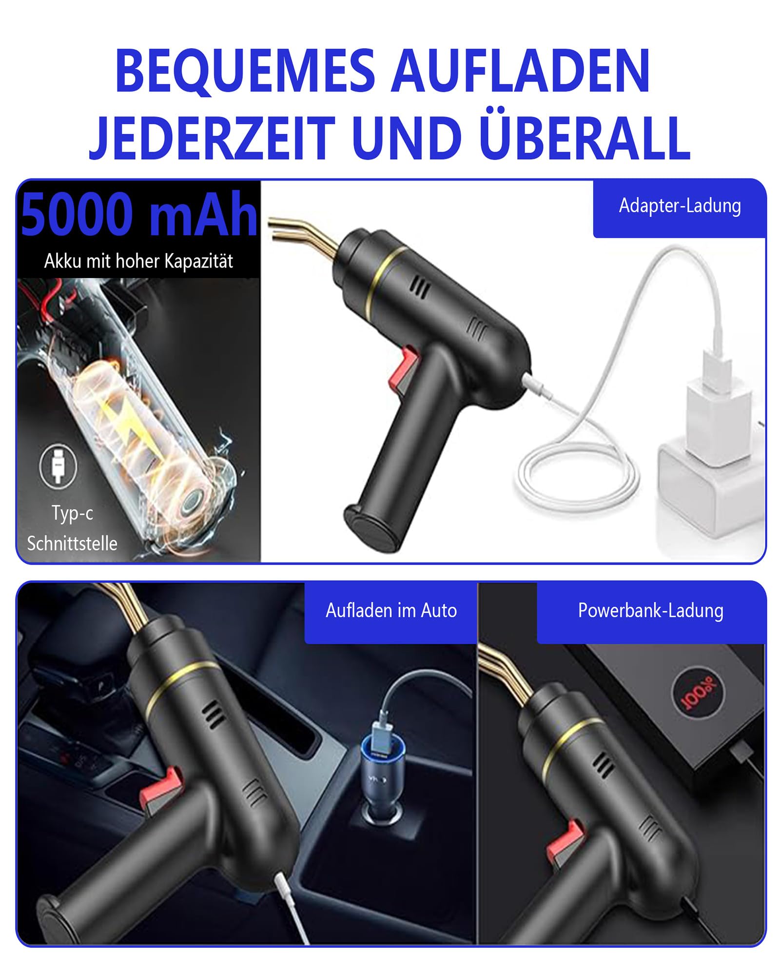 200W Kunststoff Schweißgerät Reparaturset: 5000mAh USB Wiederaufladbare Plastik Schweißgerät mit 1200 PCS Heißhefter Kabellos Kunststoff Schweißen für Auto Stoßstangen Armaturenbrett