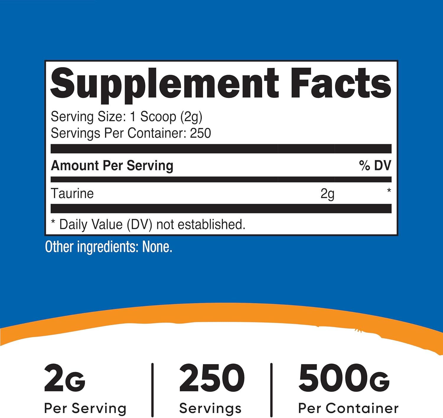 Nutricost Taurine Powder (500 Grams) - 250 Servings - Image 2
