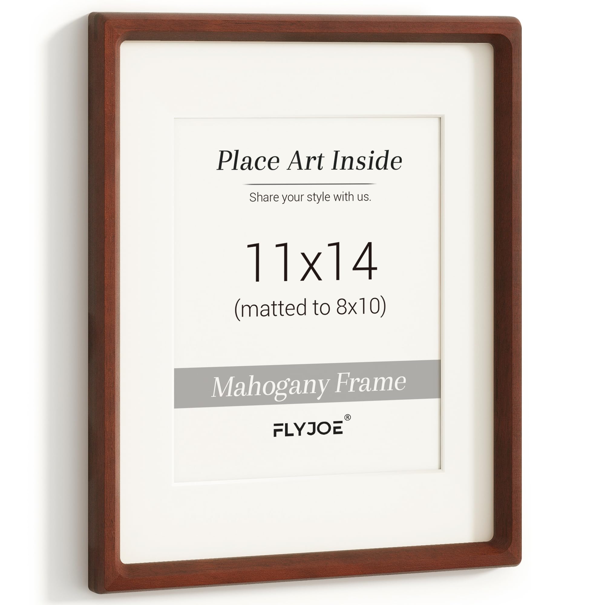 Photo 1 of 11x14 Picture Frame, USA-Sourced Mahogany Wood Frame Matted to 8x10 Photos