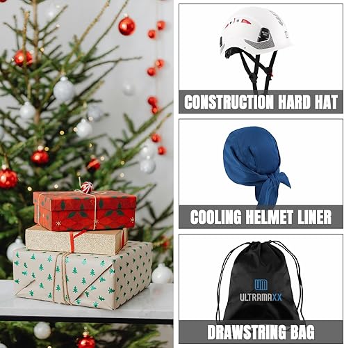 Miniatura 7 de UM ULTRAMAXX Casco de seguridad, aprobado por ANSI Z89.1, casco de trabajo ligero ventilado, con suspensión de trinquete ajustable de 6 puntos,