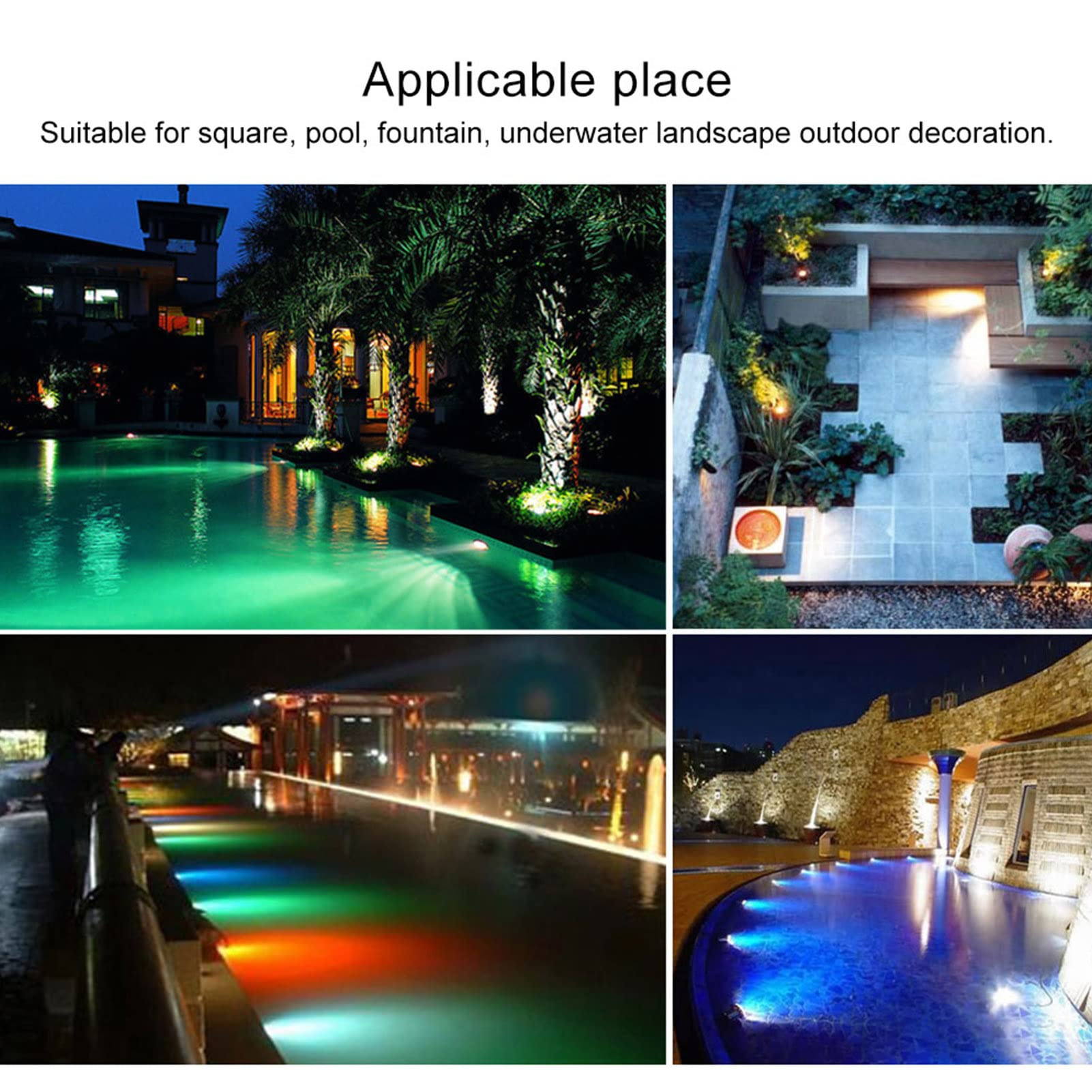 CHICIRIS RGB wasserdichte LED-Unterwasserleuchte IP68 Schwimmbadbeleuchtung 15W AC12V für Sichere Umgebung und Einfache Installation, für Standard-Schwimmbäder (RGB15W)