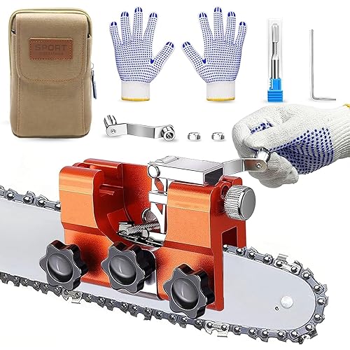2025 Upgraded Chainsaw Sharpener with Tungsten Carbide Burr File, Hand-Cranked Chainsaw Sharpening Jig Kit, Chain Saw Sharpener Tool, Chainsaw Chain Sharpener